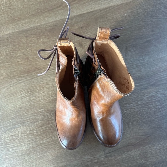 Bed Stu Brown Leather Ankle Boots with Lace Detail - Picture 2 of 5